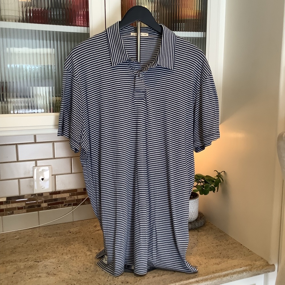 Marine Layer Blue and White Striped Men's Shirt Size L/XL